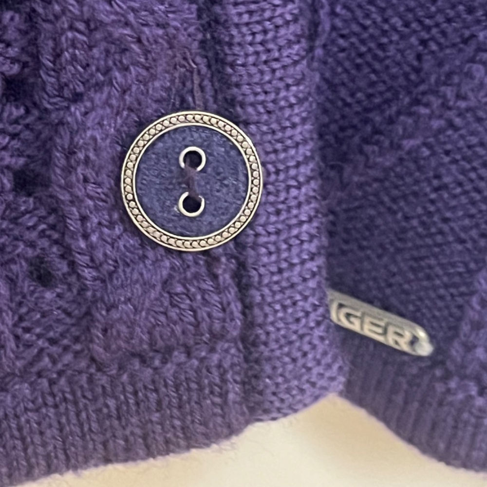 Austrian Wool Geiger Collections Royal Purple Textured Knit Cardigan Tag/Size 36 - Picture 7 of 16